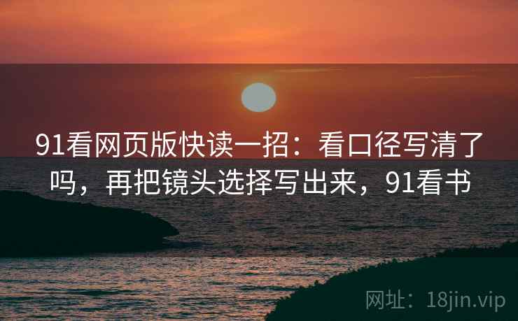 91看网页版快读一招：看口径写清了吗，再把镜头选择写出来，91看书